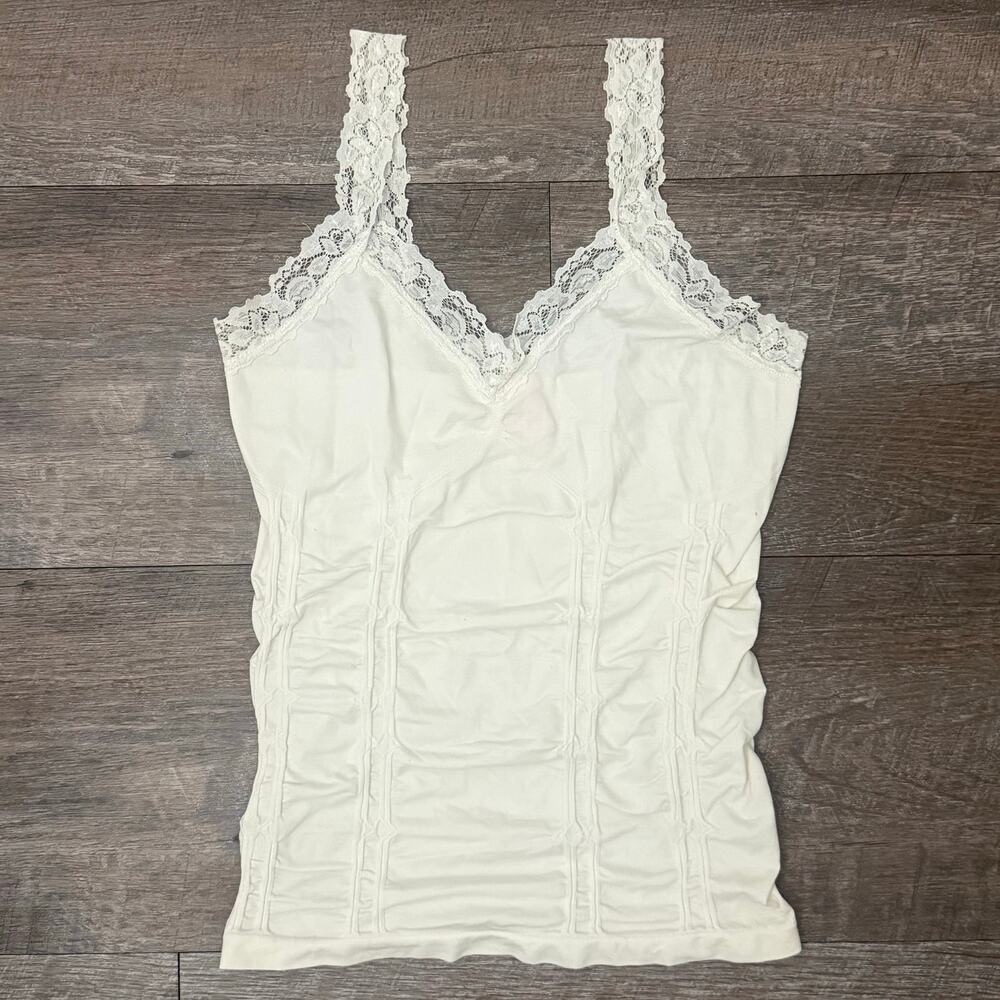 Tanco Y2K White Stretchy Tank Camisole Lace Top